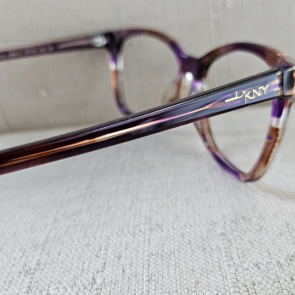 DKNY Women Eyeglass Brown Purple Clear Marble Swirl Wayfarer Glasses 57[]16 140 - Picture 12 of 16